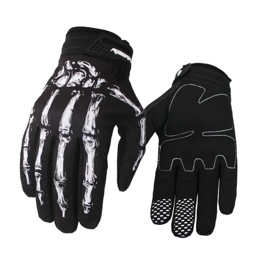 Full Finger Motorcycle Gloves Outdoor Sports Gloves for Cycling Size L(White)