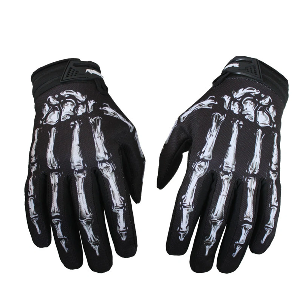 Full Finger Motorcycle Gloves Outdoor Sports Gloves for Cycling Size L(White)