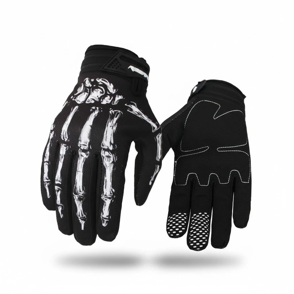 Full Finger Motorcycle Gloves Outdoor Sports Gloves for Cycling Size L(White)