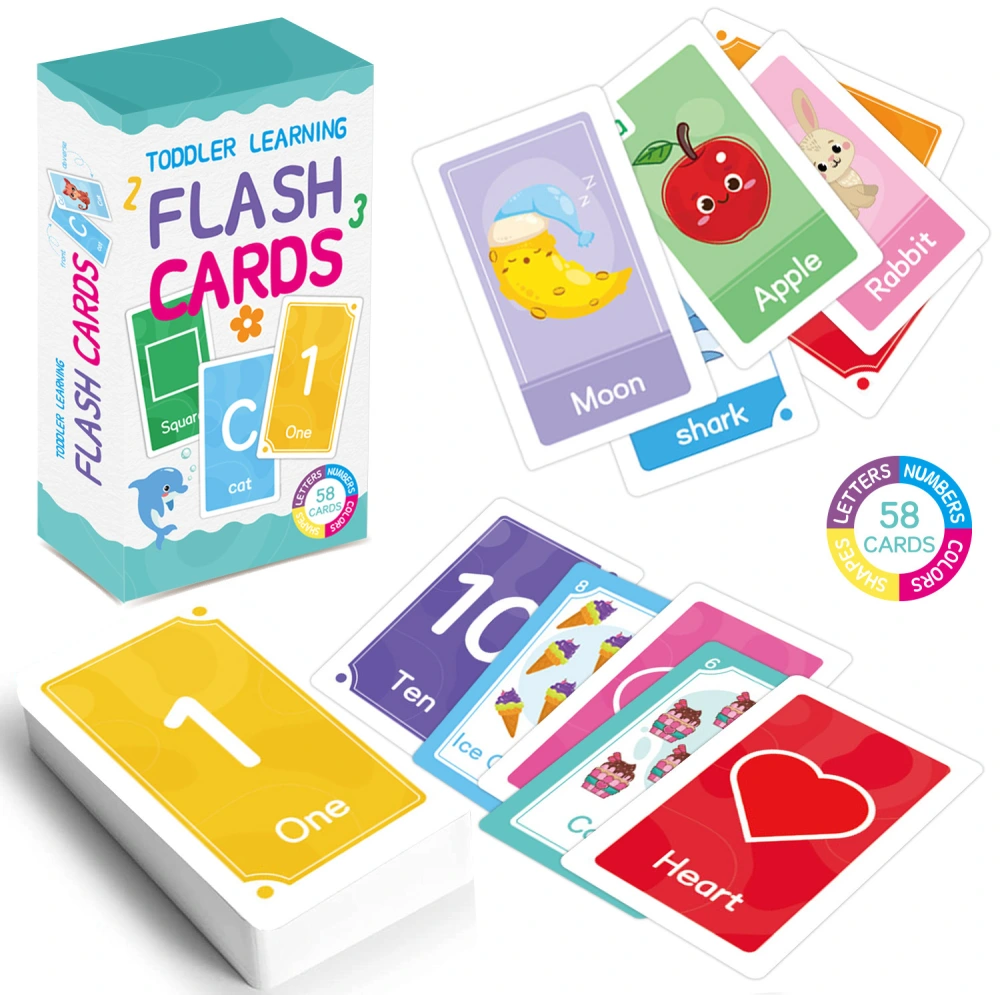 1 set of Toddler Flash Cards Kids English Learning Flash Card English Number Animal Cognition Cards