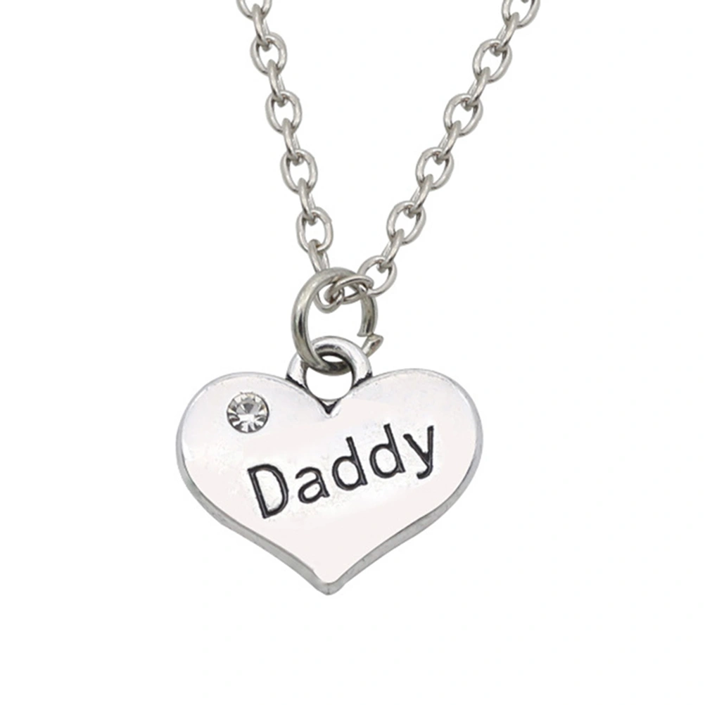 Crystal Heart Letter Pendant Necklace Heart Shape Neck Decor Gift (Daddy)