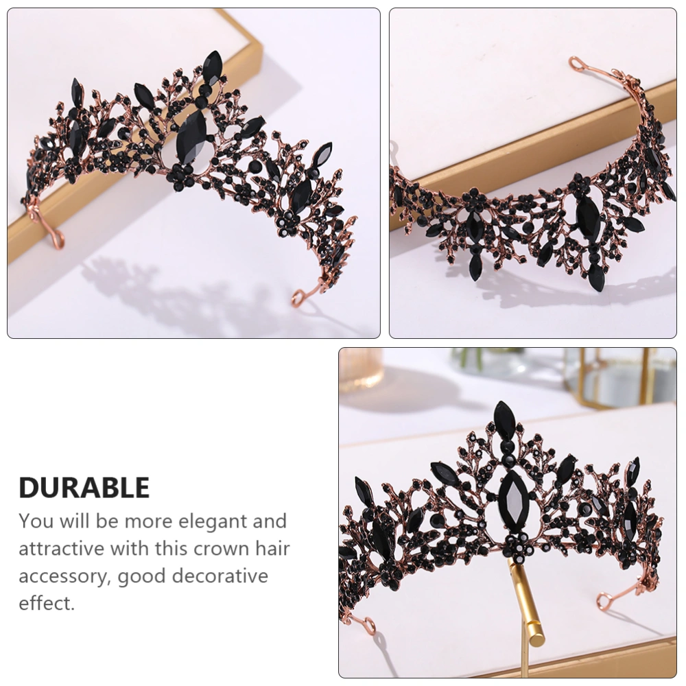 1Pc Stylish Baroque Black Crown Bridal Headdress Chic Women Crown Hair Decor