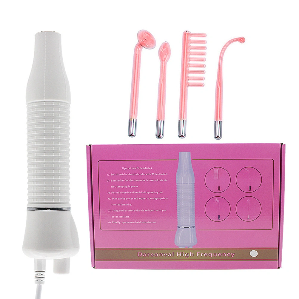 High Frequency Wand High Frequency Electrotherapy Beauty Device Portable Manual Electrotherapy Stick with US Plug (Red Light)