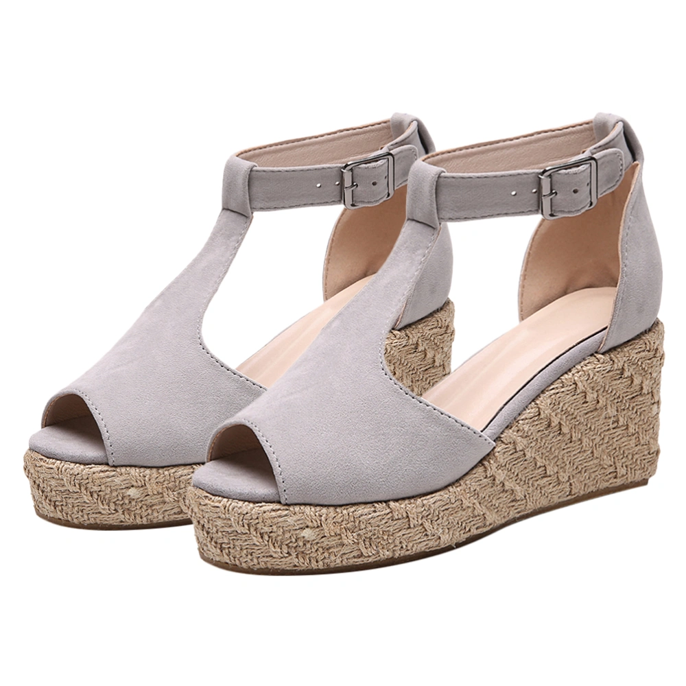 1 Pair Fashion Sandal Straw Wedges Slipsole Slipper Summer Shoes Creative Footwear for Woman Girl (Light Grey 40 Yards 8US,5.5UK，39EU,9.825Inch)