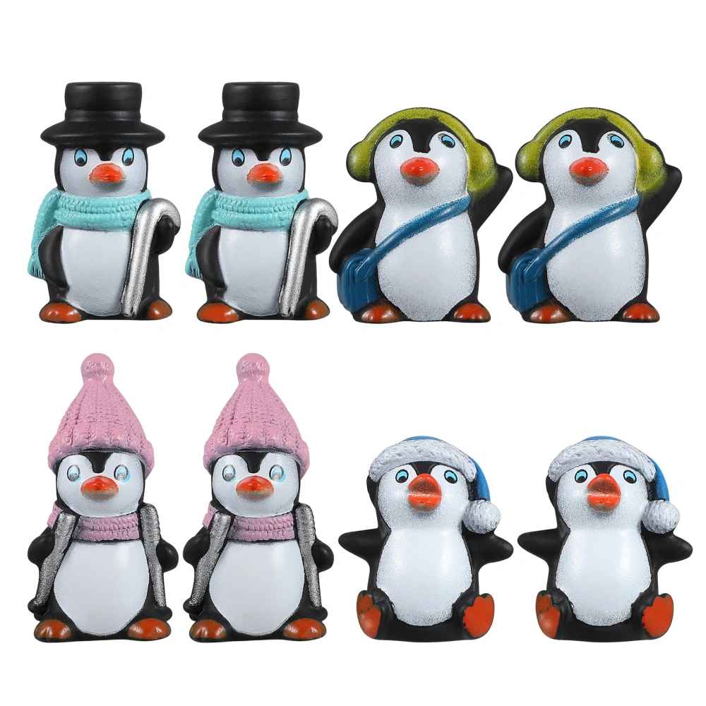 NUOBESTY 8pcs Mini Penguin Figurines DIY Miniature Landscape Decoration for Cake Keychain Dollhouse