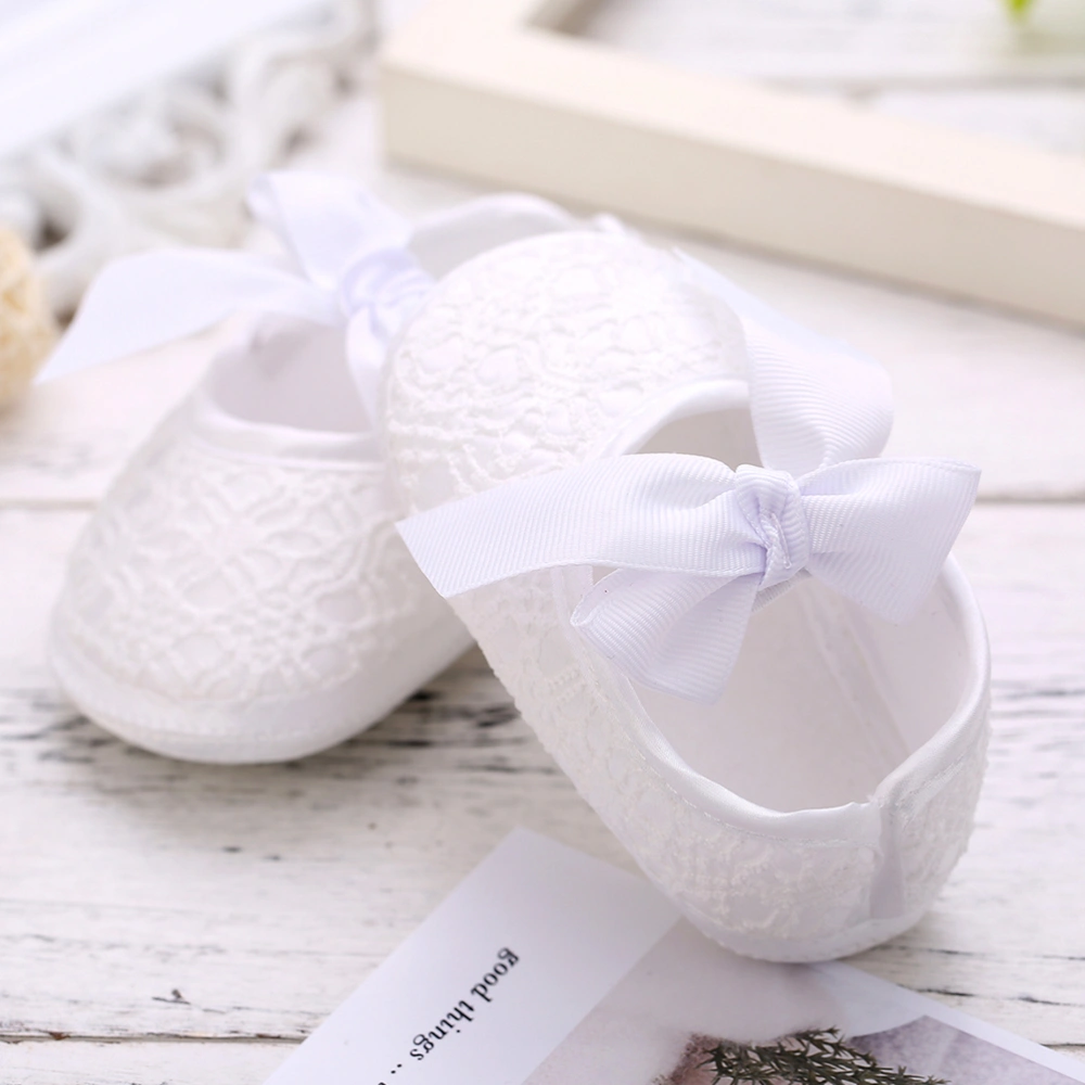 1 Pair of Baby Girl Shoes Lace Bow Shoes for Newborn Shoes for Baby Aged 0-1 Size 12 (Internal Length 11cm) White