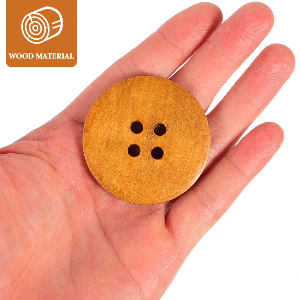 10Pcs 50MM 4 Holes Wooden Buttons Environmental Round Wide Side DIY Press Studs Snaps (Coffee)