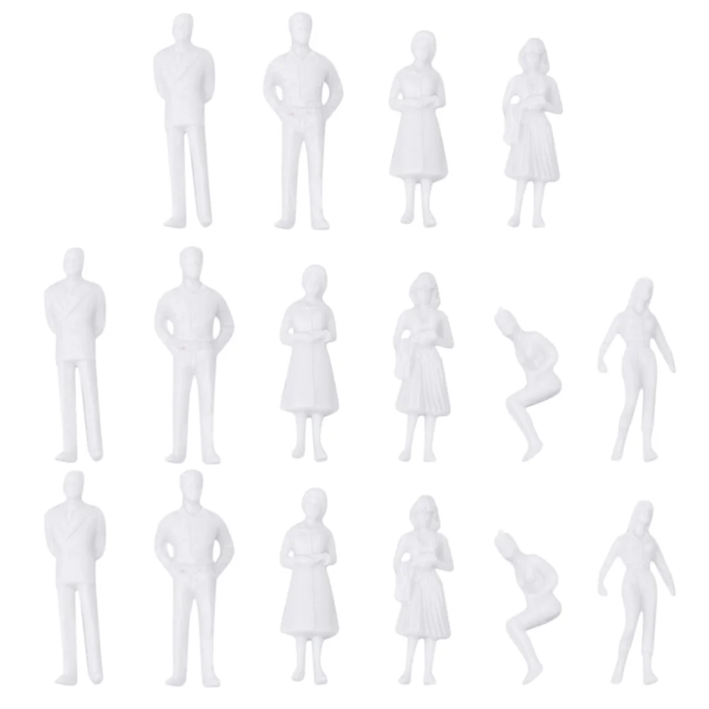 50pcs Mini White People Figures Lifelike Models DIY Sandbox Decoration Little Man Ornament for Miniature Landscape Doll House (1: 150 12mm)