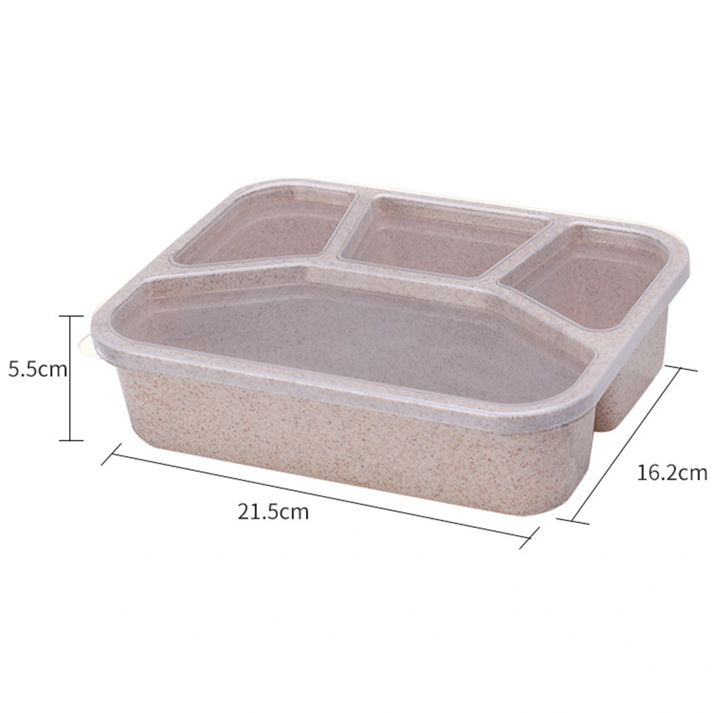 Wheat Straw Material Lunch Box Japan Style Lunch Box Student 4 Grid Lunch Box Microwave Fast Food Box(Random Color)