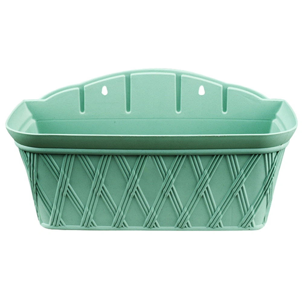 1pc Wall Hanging Flowerpot Plastic Flower Basket Handrail Bonsai Pot Gardening Supplies (Green)