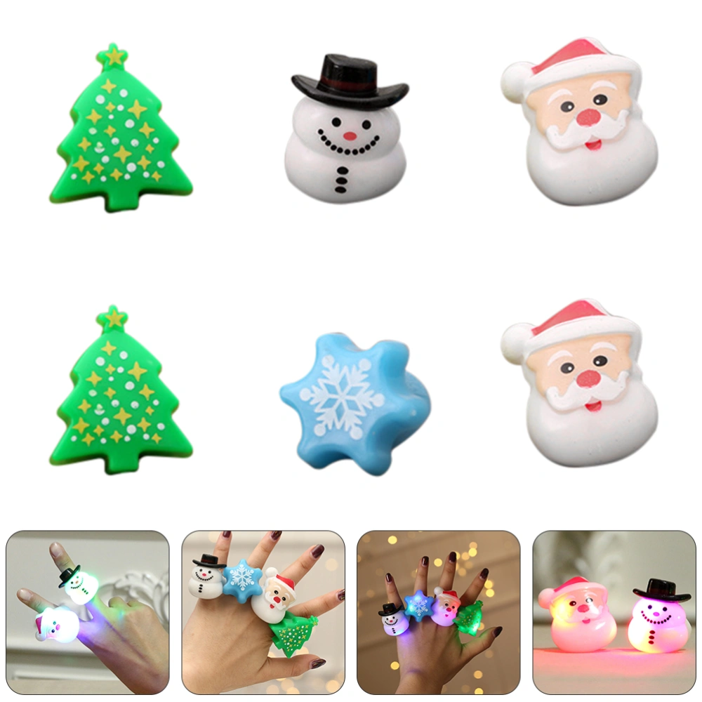 6pcs Christmas Party Finger Rings Luminous Rings LED Rings (Random Style)