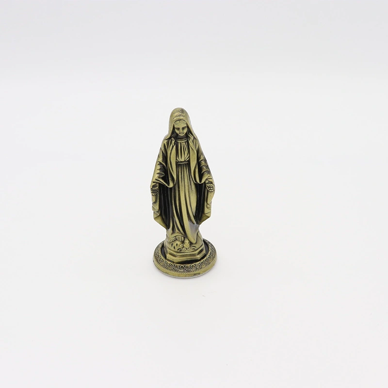 Desktop Virgin Mary Statue Adornment Vintage Zinc Alloy Religious Statue Catholicism Ornament