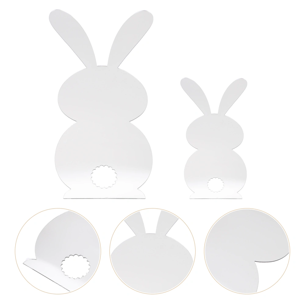 2pcs Mirror Easter Decals Window Stickers Bunny Pattern Design Wall Stickers