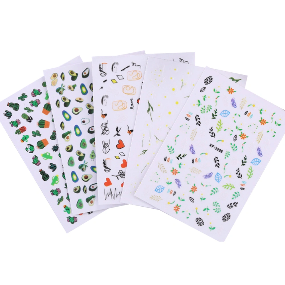 12PCS 3D Design Nail Art Sticker Tip Decal Manicure Decoration Nail Art Tip for Women and Girls (Random Style)