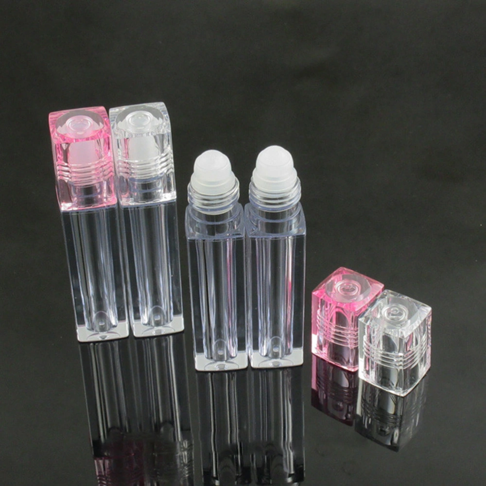 10pcs 6.5ml Empty Essential Oil Roller Bottles Clear Plastic Roll-on Lip Balm Bottles Lip Oil Bottles (Pink)