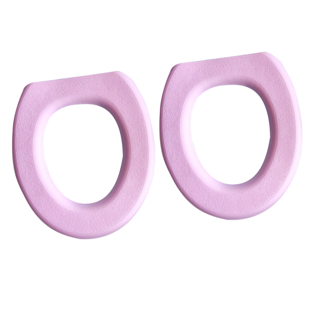 2pcs EVA O-shaped Toilet Mat Thicken Sticky Closestool Mat Practical Toilet Seat Cover Pads for Home Bathroom (Pink)