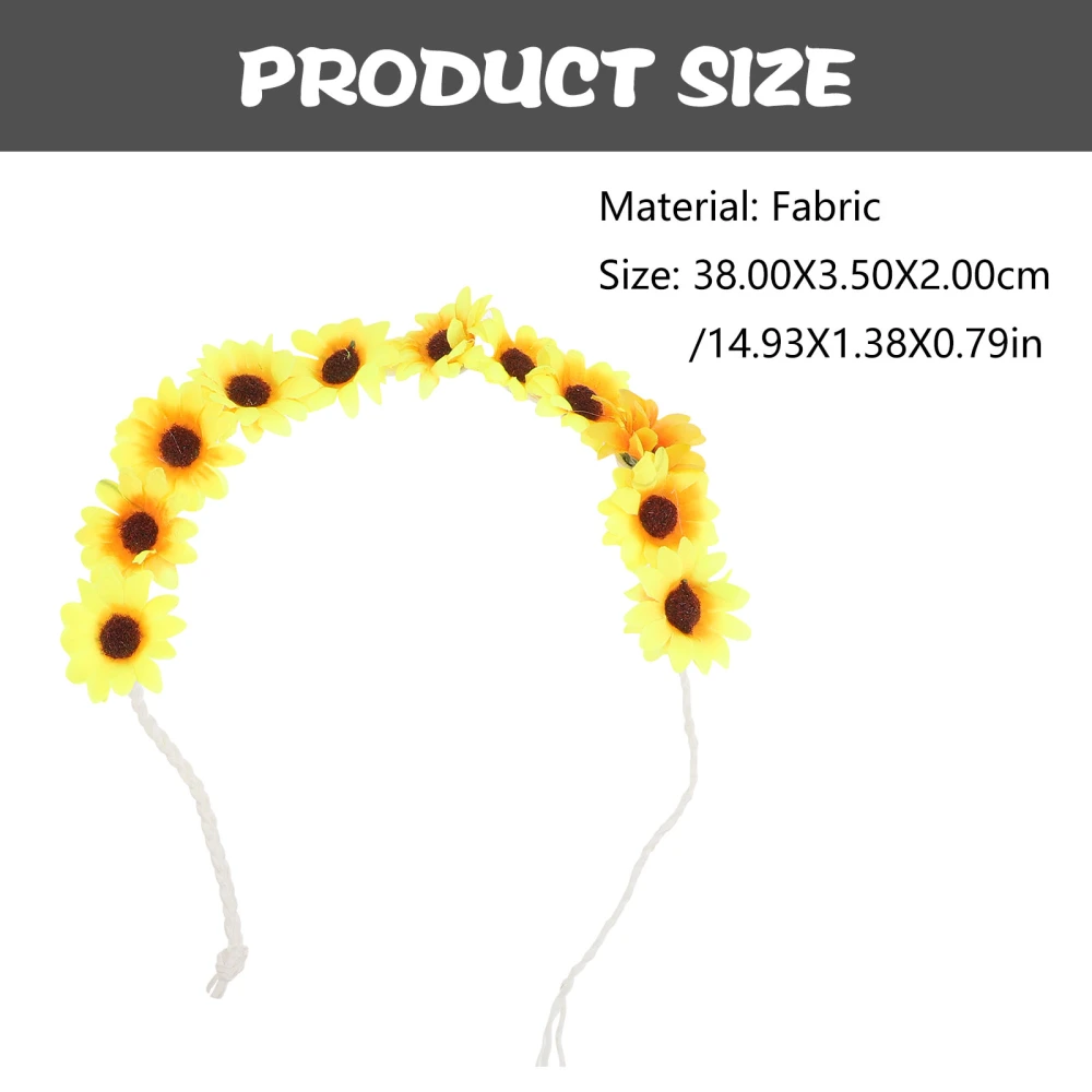 2Pcs Fabric Sunflower Headband Flower Hairband for Wedding Halloween Beach Holiday