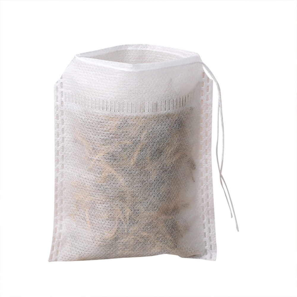 200 Pcs/1 Set Empty Non-Woven Tea Bags for Loose Leaf Tea Bag for Decocting Herbs with Rope (White)