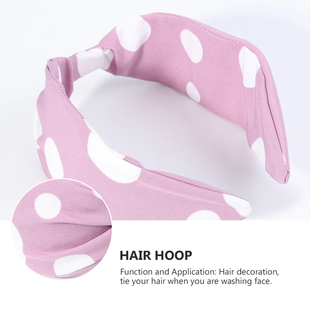 Wave Dot Hair Band Knot Headband Fashion Hair Delicate Hair Accessory for Woman Girl (White Dot Purple)