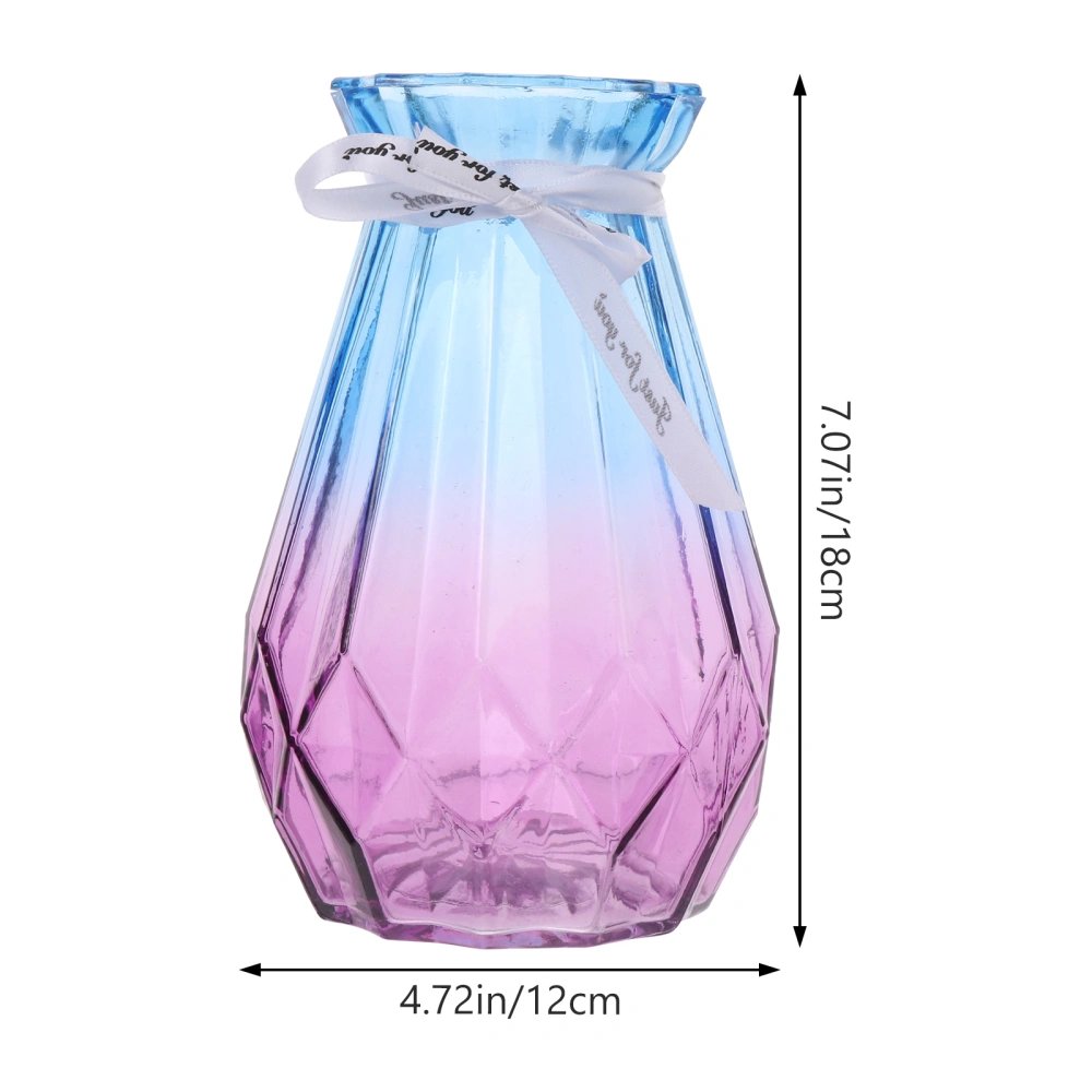 Gradient Color Glass Vase Flower Arrangement Hydroponic Ornament with Riband