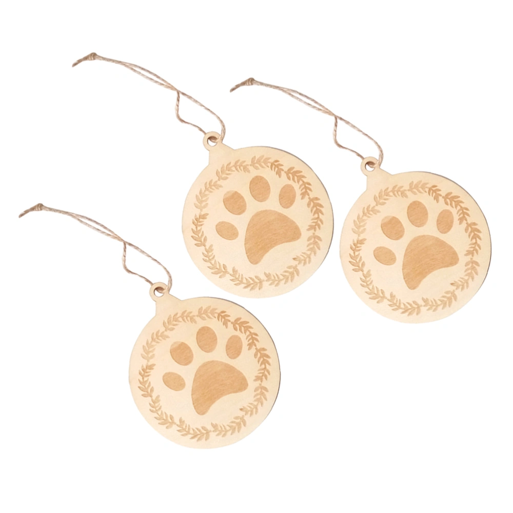 6pcs Wooden Hanging Ornament Party Decorations Pendants for Christmas Wedding Feast (Paw)