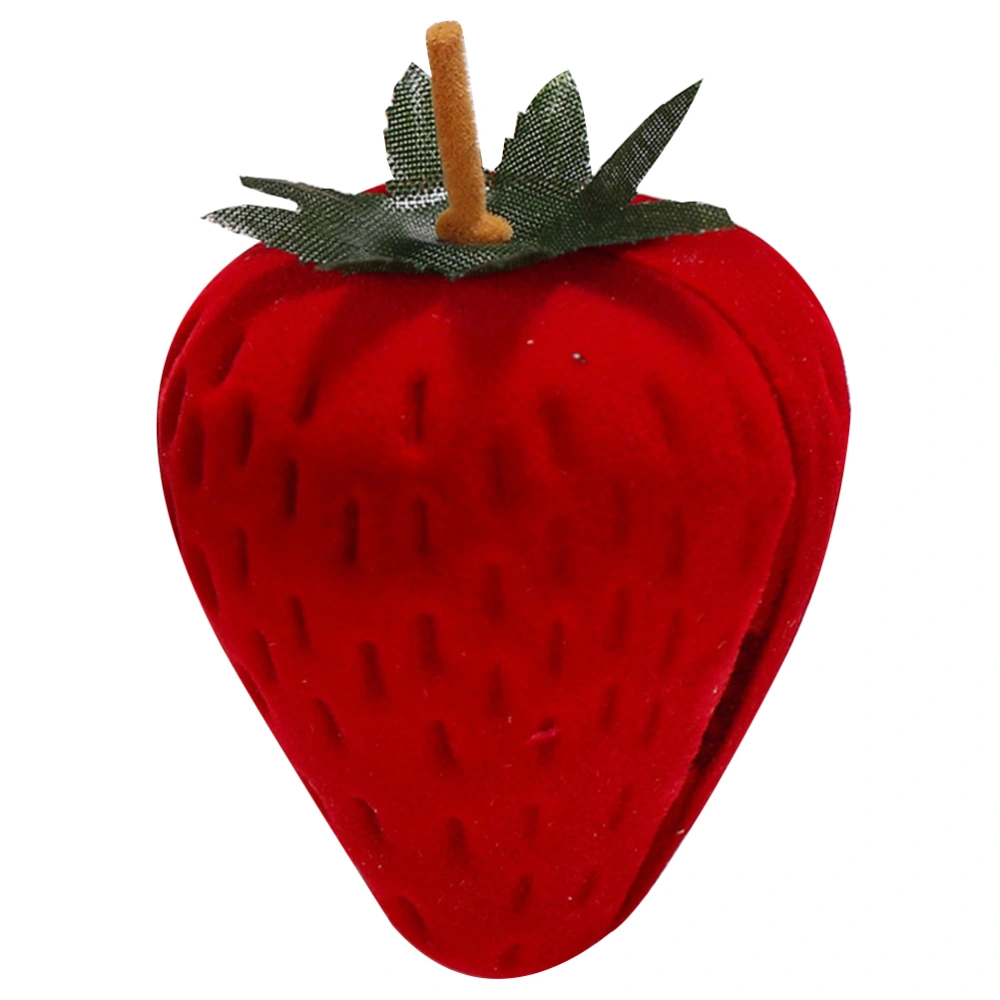 1PC Strawberry Shape Portable Jewelry Case Fashion Necklace Container Ring Packing Box Jewelry Ring Holder (Red)