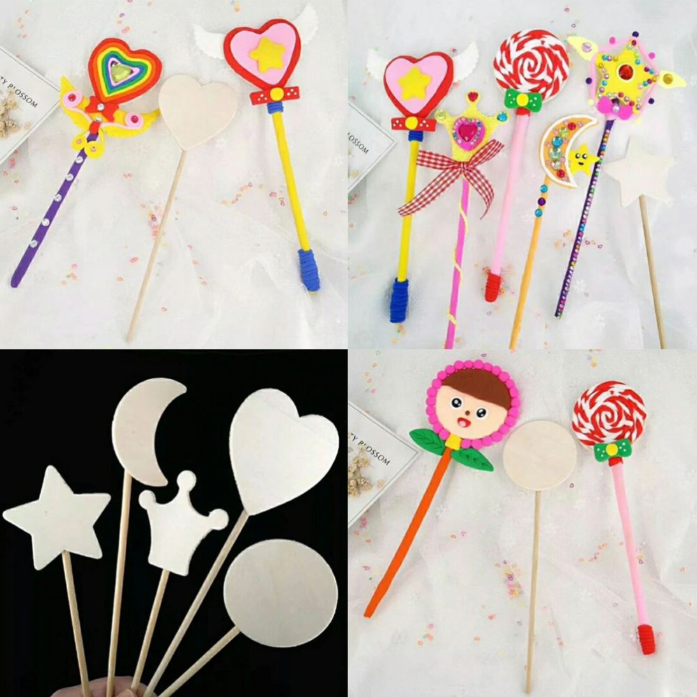 3pcs Sticks Wooden Embryos Handmade Toys Material DIY Crafts Accessories for Kids (Random Pattern)