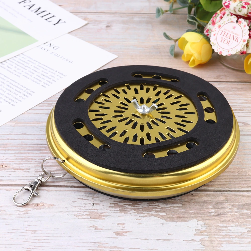 Portable Iron Mosquito Coil Incense Holder Case Mosquito Coil Storage Box with Hollow Out Lid Cover and Hanging Buckle for Outdoor Climbing Fishing (Black Golden)