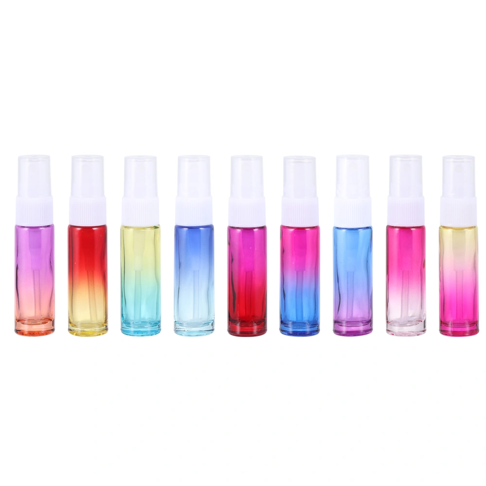 9Pcs 10ml Perfume Bottle Travel Spray Bottle Glass Essential Oil Bottle Liquid Sprayer (9 Colors for Each 1Pc)