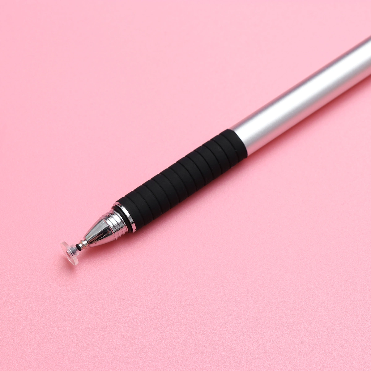 2 in 1 Multifunction Fine Point Round Thin Tip Touch Screen Pen Capacitive Stylus Pen For Smart Phone Tablet (Silver)