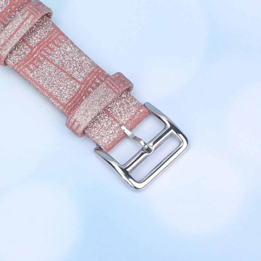 1pc Bamboo Grain Watch Band Glitter Powder Watch Strap Watch Replacing Wristband Waterproof Strap (Pink 22mm)