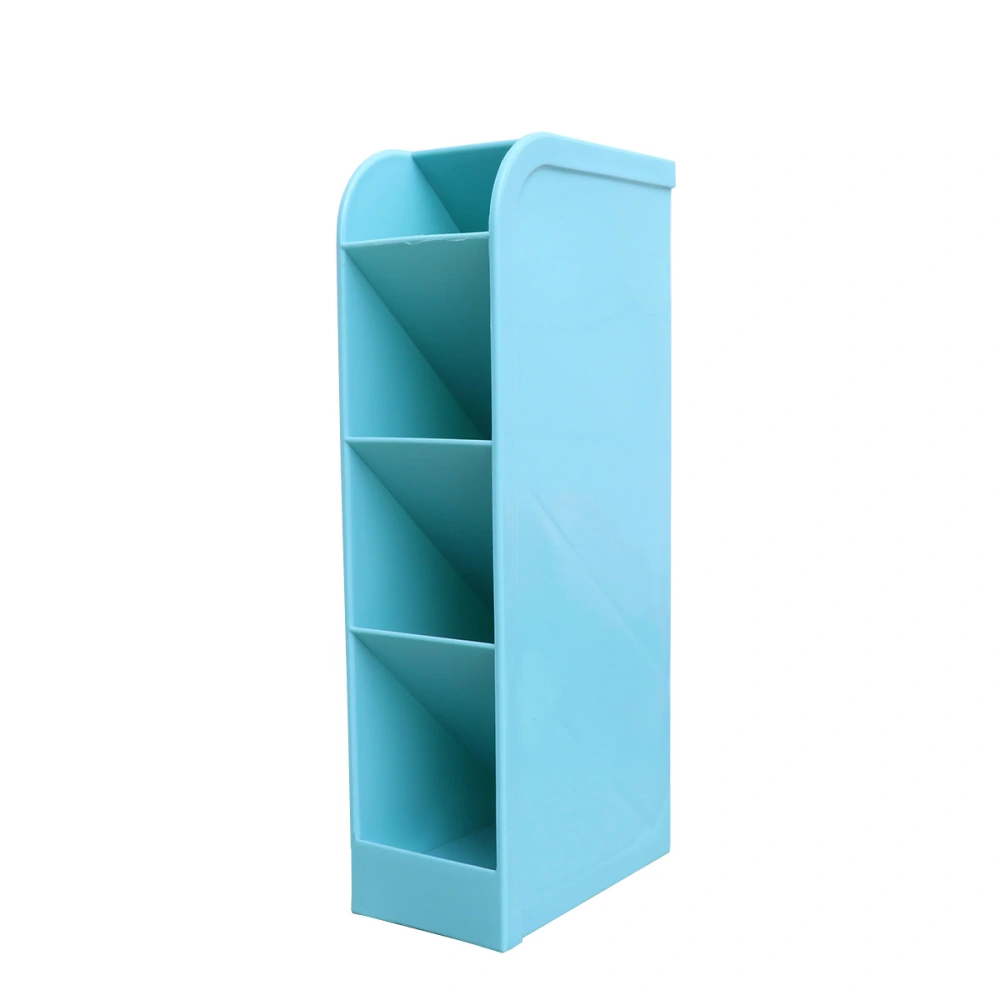 Diagonal Pen Holder Office Desktop Storage Box Desk Stationery Barrel Rack Makeup Brush Holders (Small Blue)