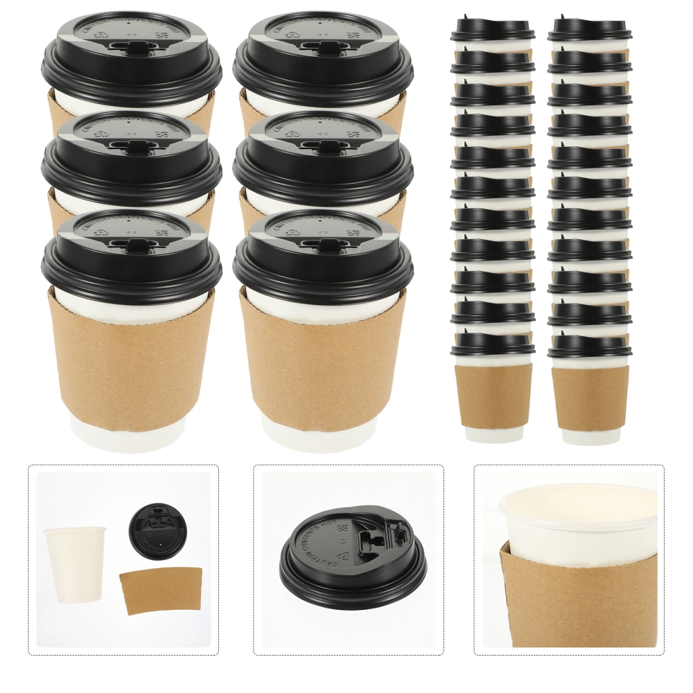 50 Sets of Disposable Coffee Cups Thick Hot Beverage Cups Milk Tea Wrapping Cups