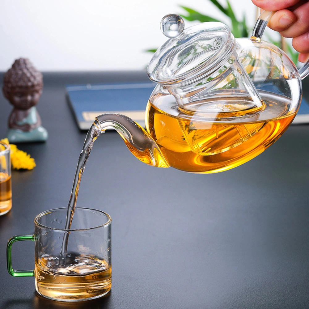 Glass Tea Pot Household Transparent Teapot Heat-resistant Tea Pot with Infuser for Home Office