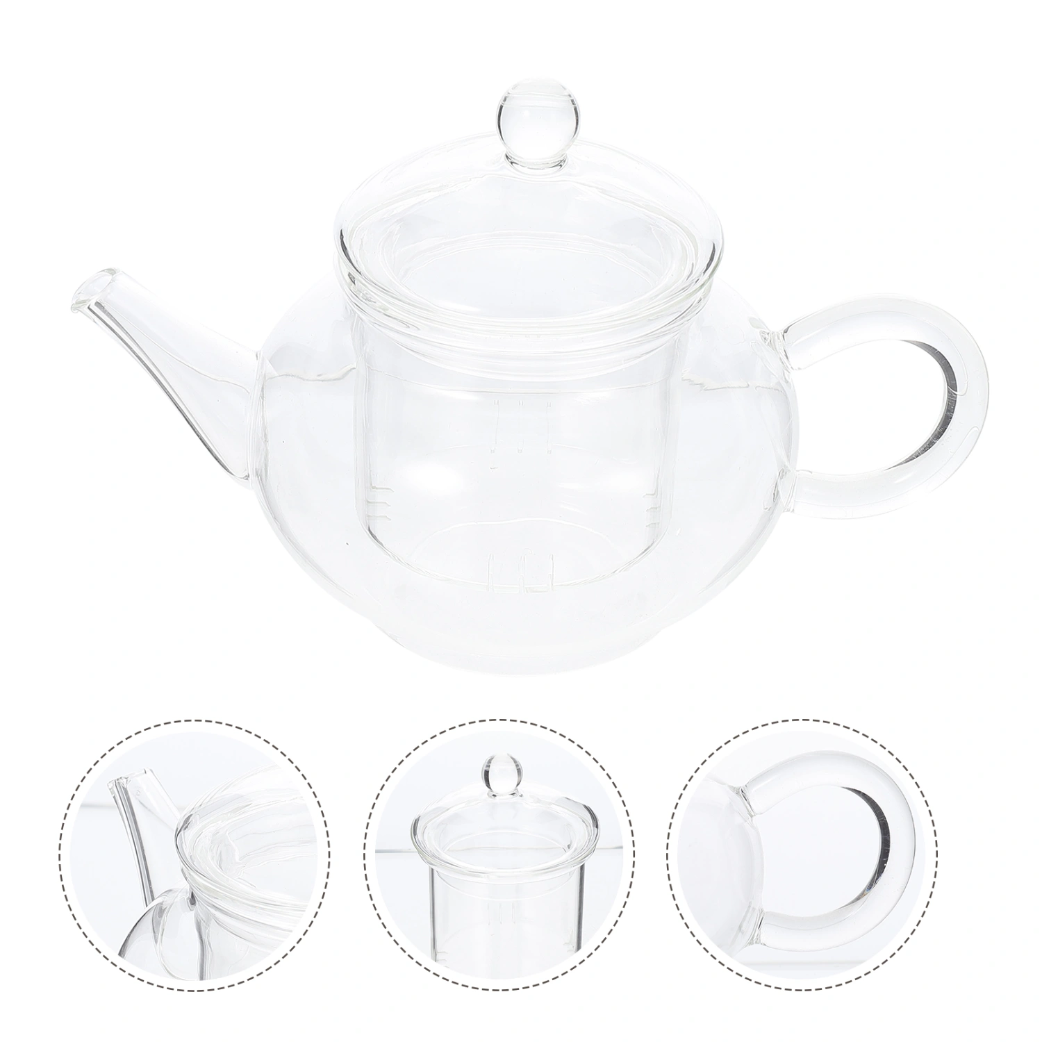 Glass Tea Pot Household Transparent Teapot Heat-resistant Tea Pot with Infuser for Home Office