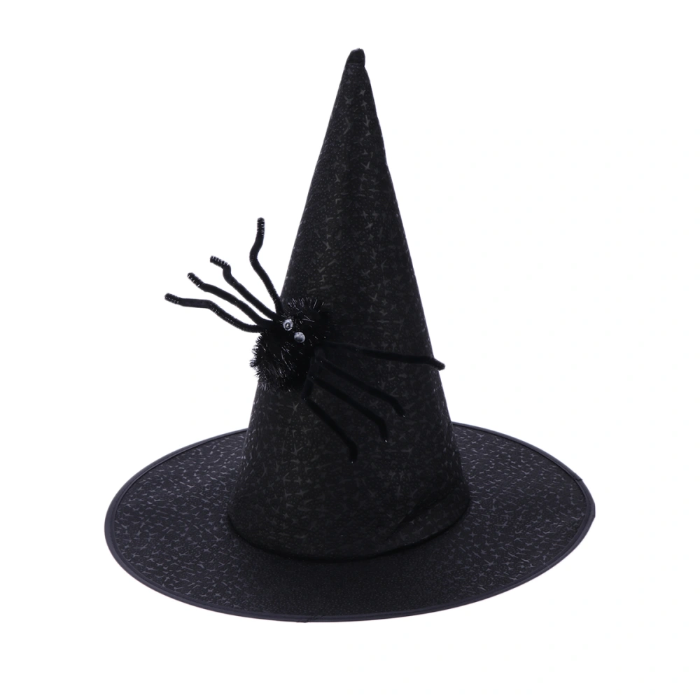 Halloween Hat Witch Dress Up Spider Non-woven Fabric Hats Makeup Props for Party Festival Masquerade (Black)