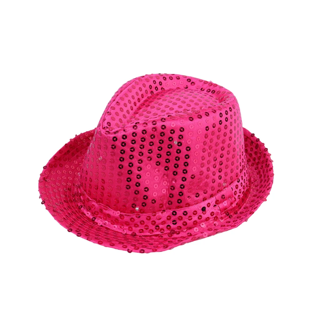 Stage Shining Prop Hat Funny Beautiful Jazz With Colorful Lamp for Man Woman (Rosy Adult Pattern)