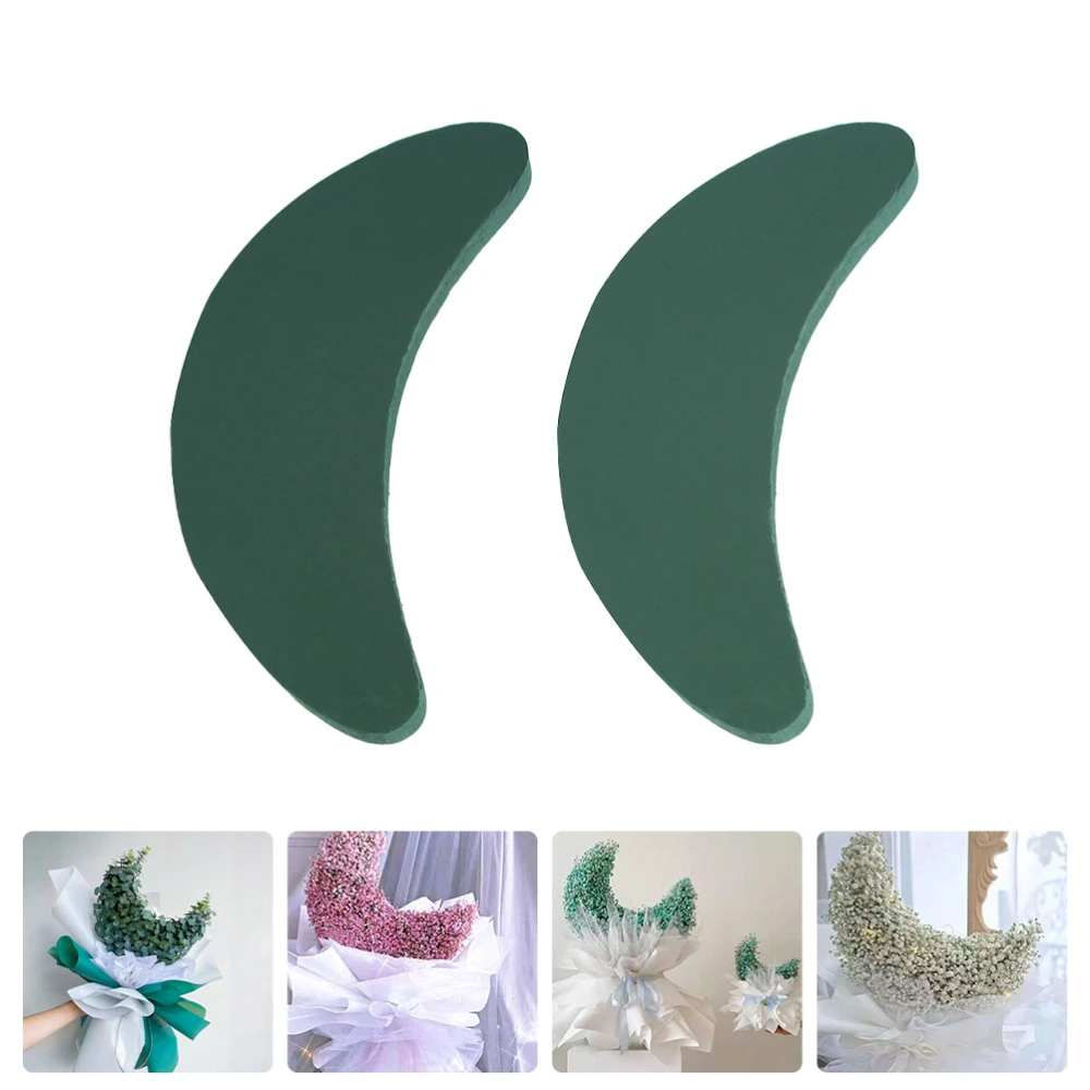 2Pcs Moon Shape Flower Mud Flower Shop Wedding Flower Arrangement Tools Green