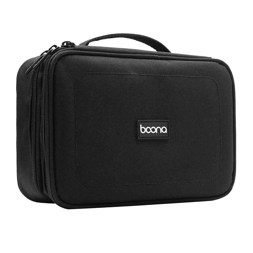 Double Layer Travel Storage Bag Kit Data Cable U Disk Power Bank Electronic Accessories Digital Gadget Devices Organizer Case (Black)