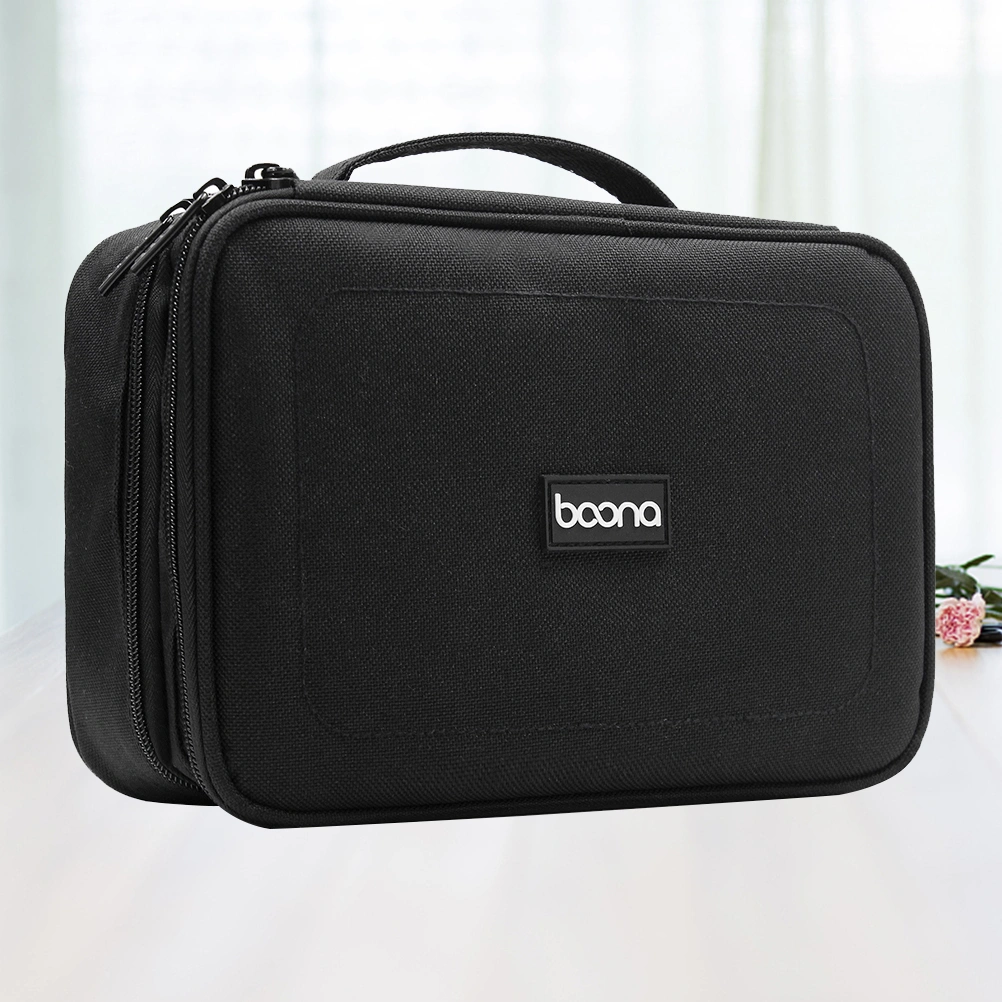 Double Layer Travel Storage Bag Kit Data Cable U Disk Power Bank Electronic Accessories Digital Gadget Devices Organizer Case (Black)
