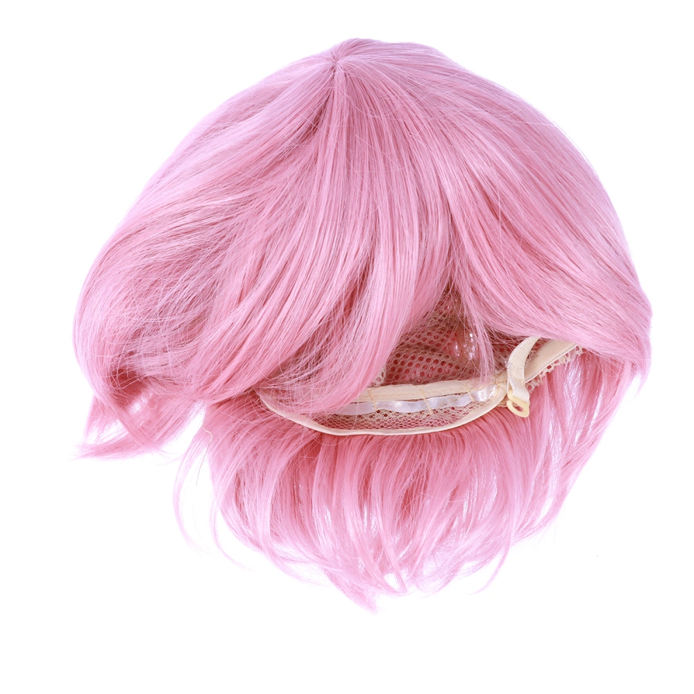 Men Short Spiky Layered Anime Cosplay Wig Halloween Christmas Carnival Dress Up Pretend Play Party Wig Gift (Pink)