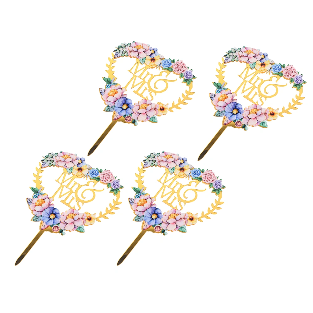 4 Pcs Beautiful Cupcake Decors Crafted Practical Stylish Birthday Cake Toppers