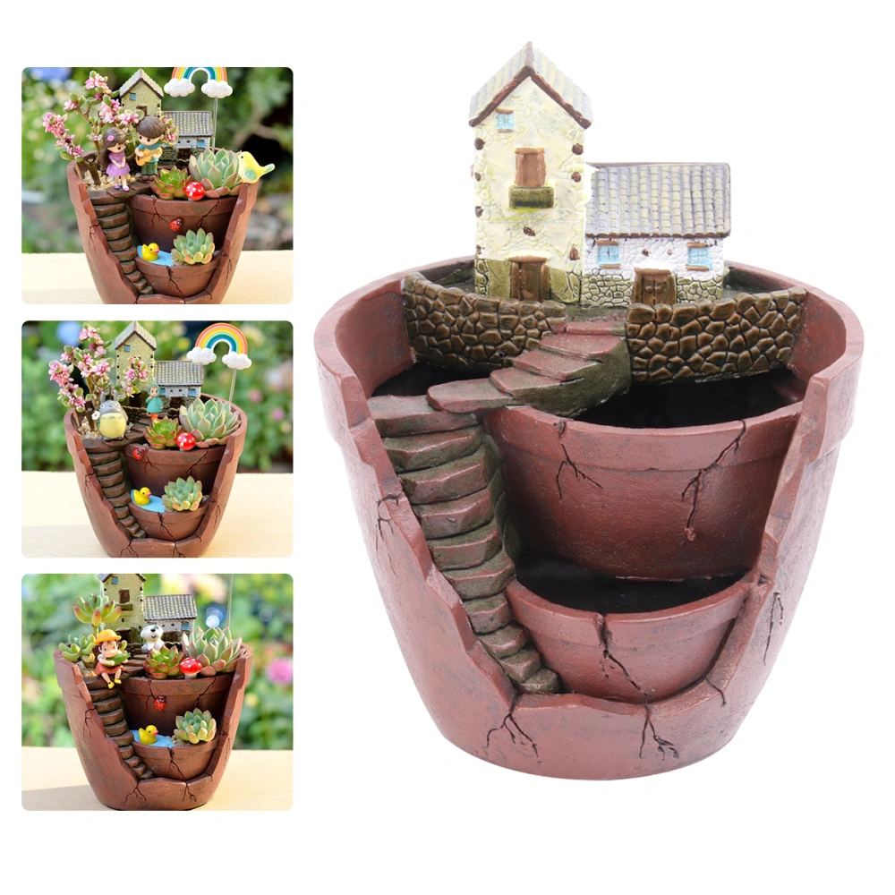 Creative Simulated Flowerpot Resin Artificial Basin Plant Decor for Plants Home Ornament Landscape Supplies (Aerial Garden Style)