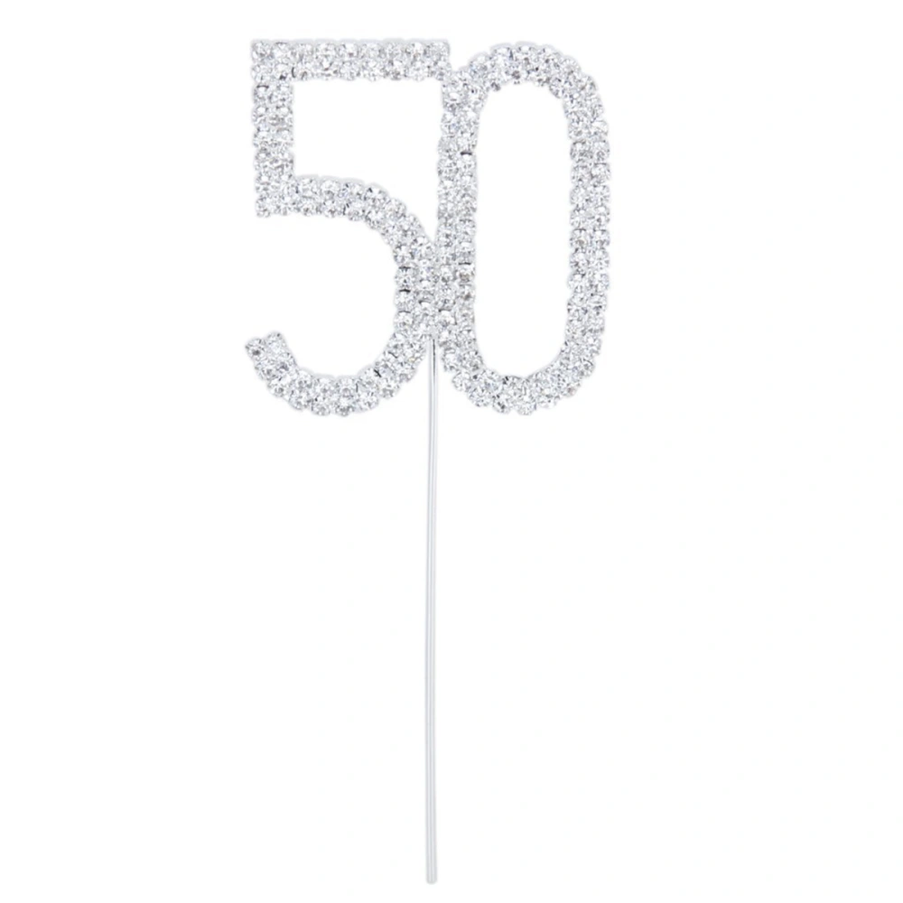 Rhinstone Decor Cake Topper for 50th Wedding Anniversary/Birthday Party