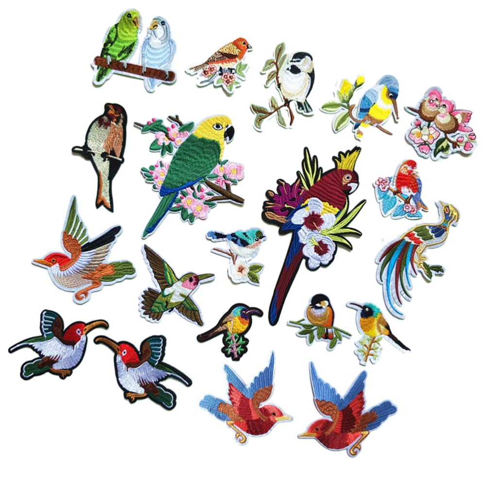 20PC Bird Patches DIY Clothing Accessories Handmade Cartoon Sewing Patches Embroidery Cloth Paste Printed T-shirt Clothing Appliques (Random Style)