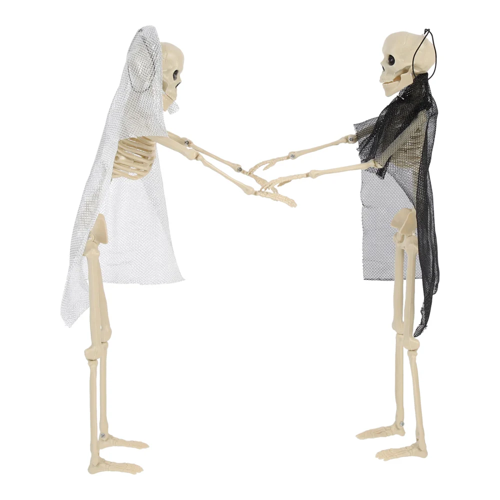 2pcs Halloween Skeletons Decor Hanging Full Body Bride Groom Joints Skeleton Model