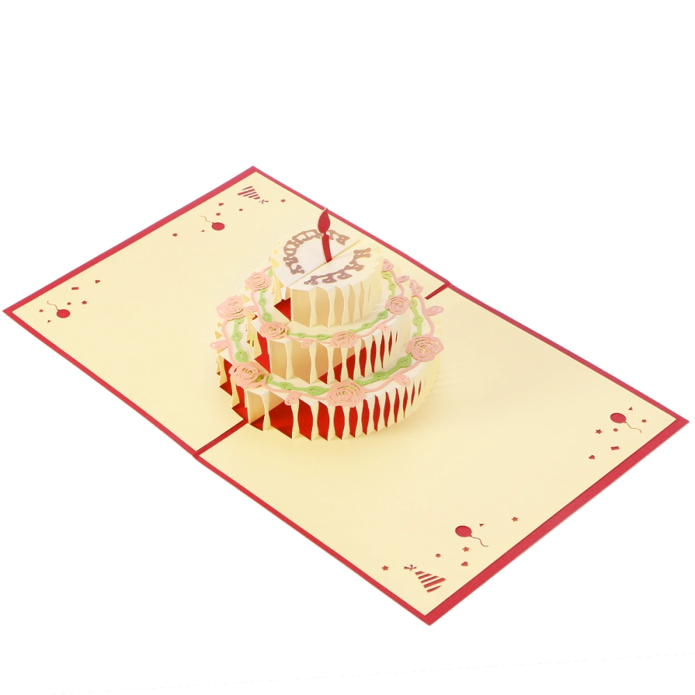 UNOMOR 3D Colorful Paper Sculpture Birthday Birthday Cake Up Greeting Cards (Happy Birthday)