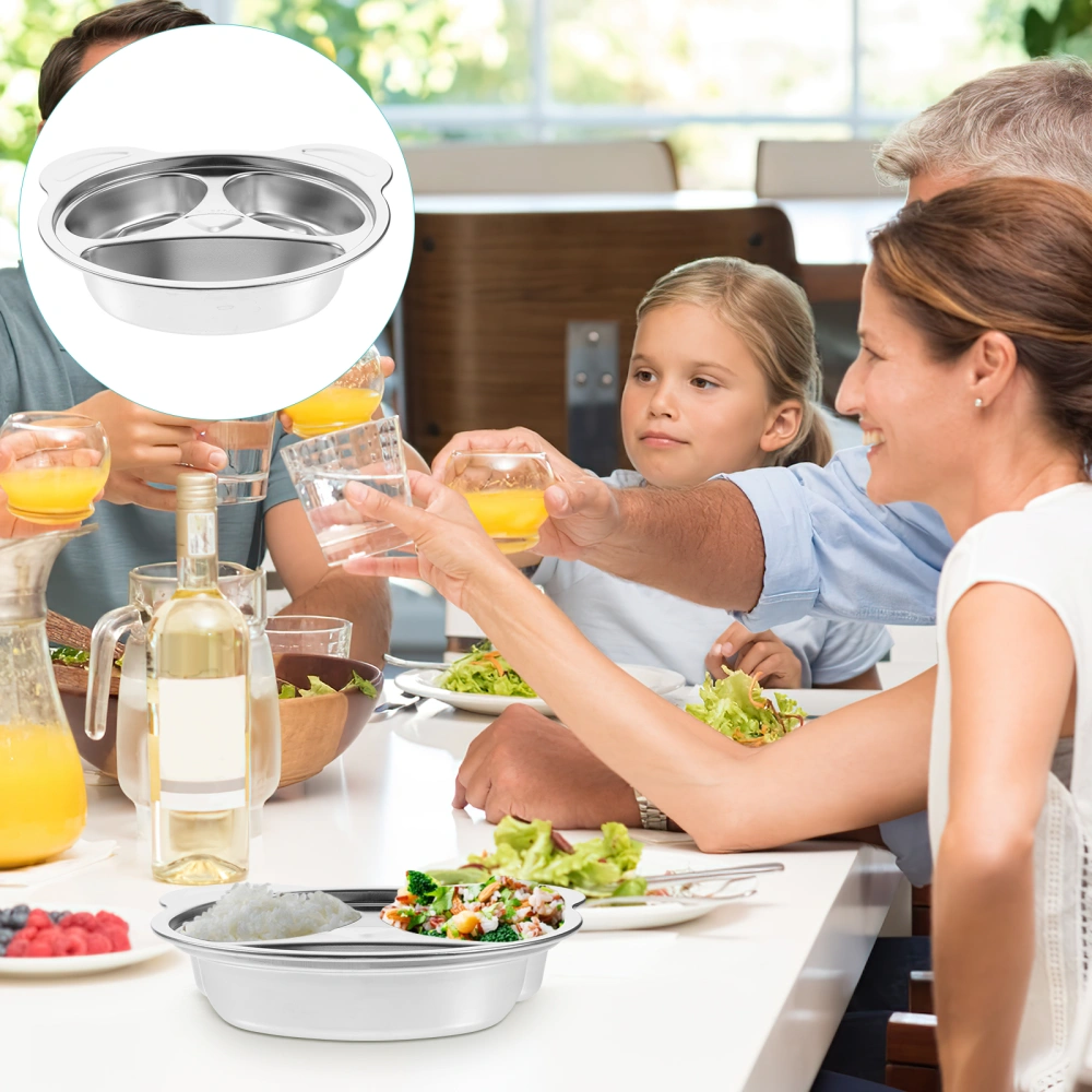 Stainless Steel Food Plate Household Food Tray Kids Divided Plate Home Food Serving Plate