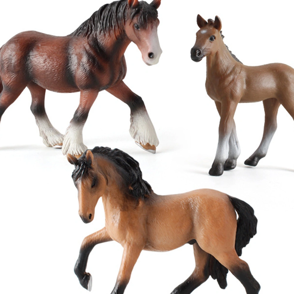 1PC Simulation Clydesdale Horse Model Plastic Animal Ornament Desktop Adornment Kids Toy for Home Shop(Brown)