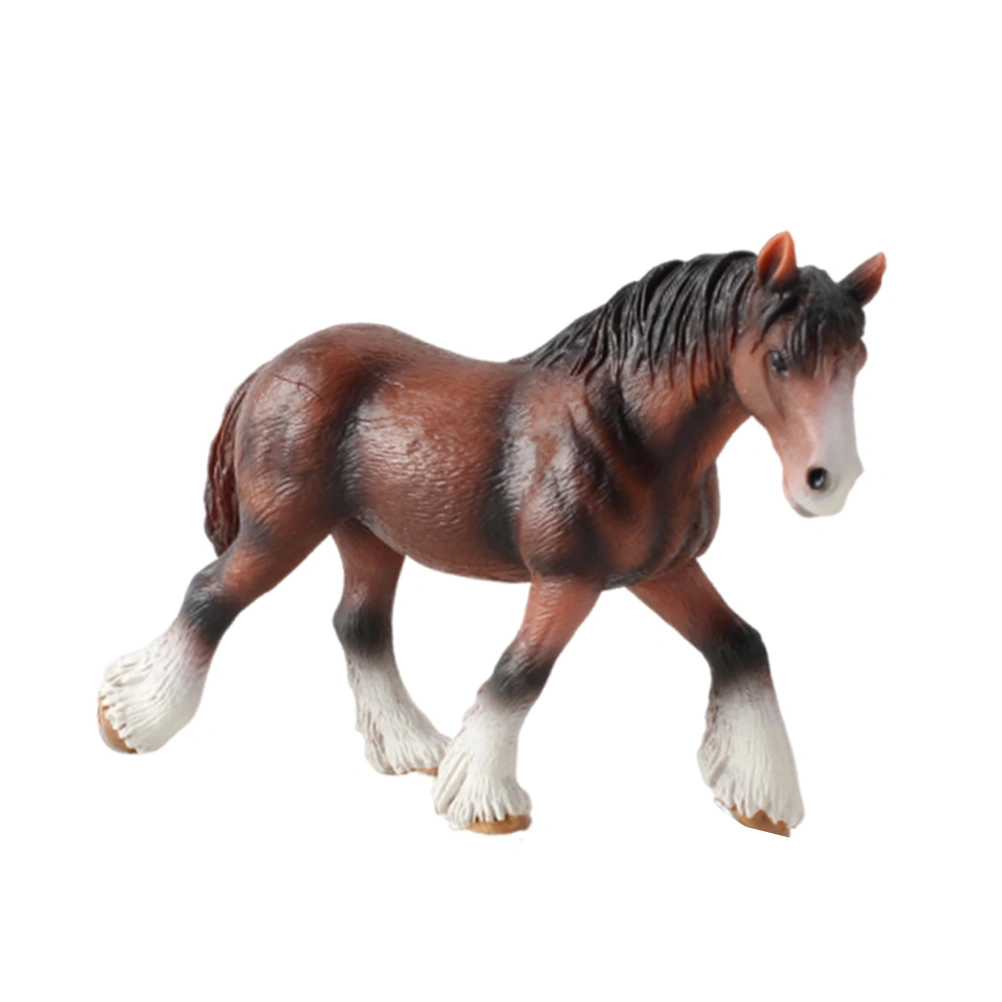 1PC Simulation Clydesdale Horse Model Plastic Animal Ornament Desktop Adornment Kids Toy for Home Shop(Brown)
